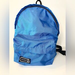 Vintage Backpack 1970s Taymor Japan Leather Back Blue Straps Hipster Nylon Bag